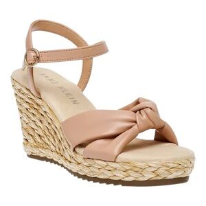 Anne Klein Wheatley Ankle Strap Espadrille Wedge Bow Jute Strappy Sandal 10.5